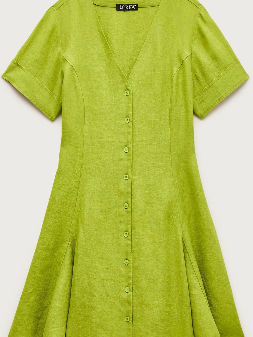 J. Crew Fleur mini dress in linen - vibrant fern